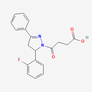 molecular formula C19H17FN2O3 B3978542 4-[5-(2-fluorophenyl)-3-phenyl-4,5-dihydro-1H-pyrazol-1-yl]-4-oxobutanoic acid 