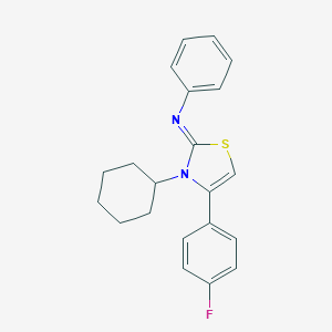 molecular formula C21H21FN2S B397855 N-(3-cyclohexyl-4-(4-fluorophenyl)-1,3-thiazol-2(3H)-ylidene)-N-phenylamine 