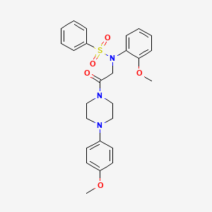 molecular formula C26H29N3O5S B3978569 N-(2-methoxyphenyl)-N-{2-[4-(4-methoxyphenyl)-1-piperazinyl]-2-oxoethyl}benzenesulfonamide 