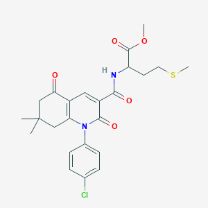 molecular formula C24H27ClN2O5S B3978574 methyl N-{[1-(4-chlorophenyl)-7,7-dimethyl-2,5-dioxo-1,2,5,6,7,8-hexahydro-3-quinolinyl]carbonyl}methioninate 