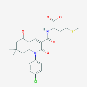 molecular formula C24H27ClN2O5S B3978574 Methyl 2-{[1-(4-chlorophenyl)-7,7-dimethyl-2,5-dioxo-1,2,5,6,7,8-hexahydroquinolin-3-YL]formamido}-4-(methylsulfanyl)butanoate 