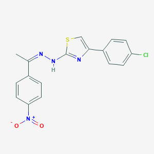 molecular formula C17H13ClN4O2S B397858 1-{4-Nitrophenyl}ethanone [4-(4-chlorophenyl)-1,3-thiazol-2-yl]hydrazone 