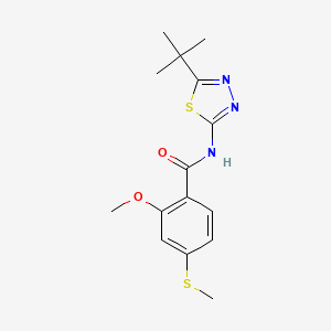 molecular formula C15H19N3O2S2 B3978582 N-(5-tert-butyl-1,3,4-thiadiazol-2-yl)-2-methoxy-4-(methylthio)benzamide 