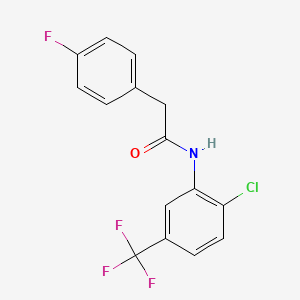 molecular formula C15H10ClF4NO B3978592 N-[2-chloro-5-(trifluoromethyl)phenyl]-2-(4-fluorophenyl)acetamide 
