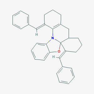 molecular formula C33H31NO B397860 6,14-Dibenzylidene-6,7,8,9,9a,10,11,12,13,14-decahydro[1,3]benzoxazolo[2,3-e]acridine 