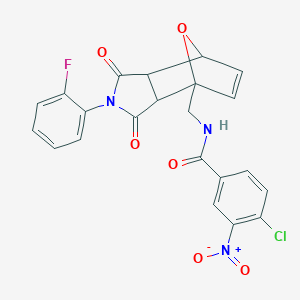 molecular formula C22H15ClFN3O6 B397862 4-chloro-N-[[2-(2-fluorophenyl)-1,3-dioxo-7,7a-dihydro-3aH-4,7-epoxyisoindol-4-yl]methyl]-3-nitrobenzamide 