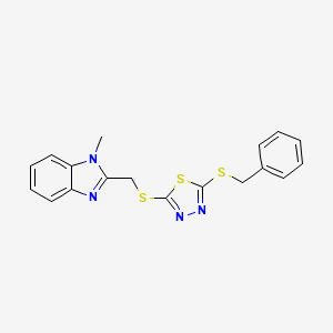 molecular formula C18H16N4S3 B3978655 2-({[5-(benzylthio)-1,3,4-thiadiazol-2-yl]thio}methyl)-1-methyl-1H-benzimidazole 
