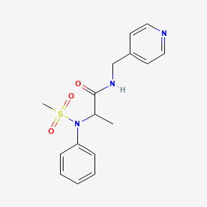 molecular formula C16H19N3O3S B3978669 N~2~-(methylsulfonyl)-N~2~-phenyl-N~1~-(4-pyridinylmethyl)alaninamide 