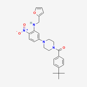 molecular formula C26H30N4O4 B3978688 5-[4-(4-TERT-BUTYLBENZOYL)PIPERAZIN-1-YL]-N-[(FURAN-2-YL)METHYL]-2-NITROANILINE 