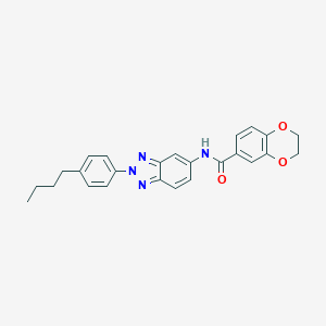 molecular formula C25H24N4O3 B397871 N-[2-(4-butylphenyl)benzotriazol-5-yl]-2,3-dihydro-1,4-benzodioxine-6-carboxamide CAS No. 352344-59-3