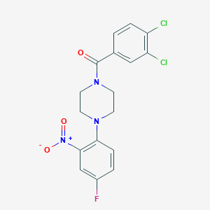 molecular formula C17H14Cl2FN3O3 B3978710 1-(3,4-dichlorobenzoyl)-4-(4-fluoro-2-nitrophenyl)piperazine 