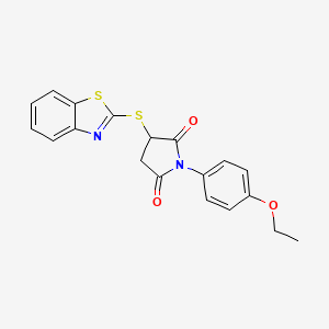 molecular formula C19H16N2O3S2 B3978714 3-(1,3-Benzothiazol-2-ylsulfanyl)-1-(4-ethoxyphenyl)pyrrolidine-2,5-dione 