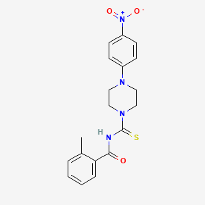 molecular formula C19H20N4O3S B3978747 2-methyl-N-[4-(4-nitrophenyl)piperazine-1-carbothioyl]benzamide 