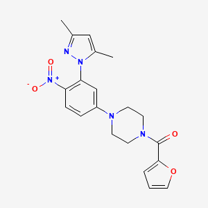 molecular formula C20H21N5O4 B3978785 1-[3-(3,5-dimethyl-1H-pyrazol-1-yl)-4-nitrophenyl]-4-(2-furoyl)piperazine 