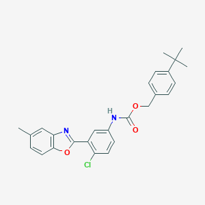 molecular formula C26H25ClN2O3 B397881 4-Tert-butylbenzyl 4-chloro-3-(5-methyl-1,3-benzoxazol-2-yl)phenylcarbamate 