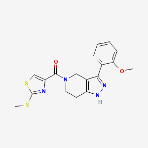 molecular formula C18H18N4O2S2 B3978816 3-(2-methoxyphenyl)-5-{[2-(methylthio)-1,3-thiazol-4-yl]carbonyl}-4,5,6,7-tetrahydro-1H-pyrazolo[4,3-c]pyridine 