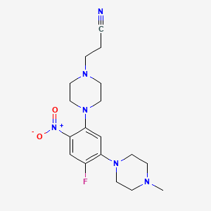 molecular formula C18H25FN6O2 B3978825 3-{4-[4-fluoro-5-(4-methyl-1-piperazinyl)-2-nitrophenyl]-1-piperazinyl}propanenitrile 
