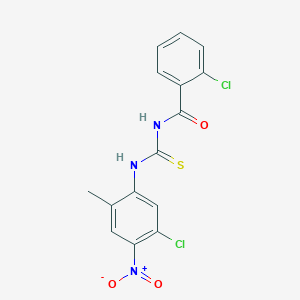 molecular formula C15H11Cl2N3O3S B3978828 2-chloro-N-{[(5-chloro-2-methyl-4-nitrophenyl)amino]carbonothioyl}benzamide 