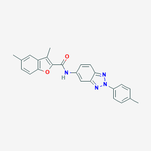 molecular formula C24H20N4O2 B397885 3,5-dimethyl-N-[2-(4-methylphenyl)-2H-1,2,3-benzotriazol-5-yl]-1-benzofuran-2-carboxamide 