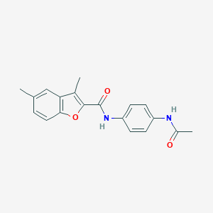 molecular formula C19H18N2O3 B397887 N-[4-(acetylamino)phenyl]-3,5-dimethyl-1-benzofuran-2-carboxamide CAS No. 352345-21-2