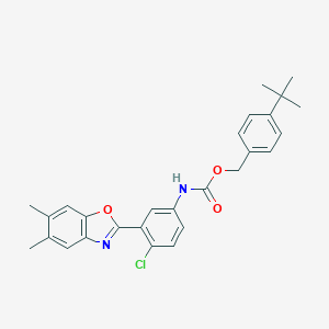 molecular formula C27H27ClN2O3 B397888 4-Tert-butylbenzyl 4-chloro-3-(5,6-dimethyl-1,3-benzoxazol-2-yl)phenylcarbamate 