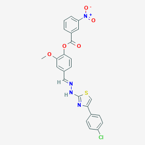molecular formula C24H17ClN4O5S B397890 4-[(E)-{2-[4-(4-chlorophenyl)-1,3-thiazol-2-yl]hydrazinylidene}methyl]-2-methoxyphenyl 3-nitrobenzoate 