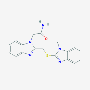 molecular formula C18H17N5OS B397893 2-[2-(1-Methyl-1H-benzoimidazol-2-ylsulfanylmethyl)-benzoimidazol-1-yl]-acetamide 