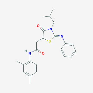 molecular formula C23H27N3O2S B397894 N-(2,4-dimethylphenyl)-2-[3-isobutyl-4-oxo-2-(phenylimino)-1,3-thiazolidin-5-yl]acetamide 