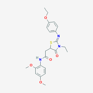 molecular formula C23H27N3O5S B397897 N-(2,4-dimethoxyphenyl)-2-{2-[(4-ethoxyphenyl)imino]-3-ethyl-4-oxo-1,3-thiazolidin-5-yl}acetamide 
