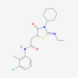 molecular formula C20H26ClN3O2S B397906 N-(3-chloro-2-methylphenyl)-2-[3-cyclohexyl-2-(ethylimino)-4-oxo-1,3-thiazolidin-5-yl]acetamide 