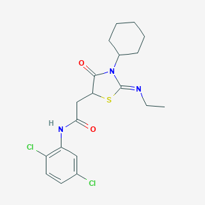 molecular formula C19H23Cl2N3O2S B397907 2-[3-cyclohexyl-2-(ethylimino)-4-oxo-1,3-thiazolidin-5-yl]-N-(2,5-dichlorophenyl)acetamide 