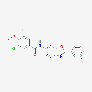 3,5-dichloro-N-[2-(3-fluorophenyl)-1,3-benzoxazol-6-yl]-4-methoxybenzamide