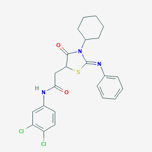 molecular formula C23H23Cl2N3O2S B397909 2-[3-cyclohexyl-4-oxo-2-(phenylimino)-1,3-thiazolidin-5-yl]-N-(3,4-dichlorophenyl)acetamide 