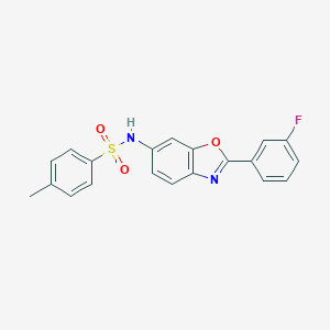 molecular formula C20H15FN2O3S B397915 N-[2-(3-fluorophenyl)-1,3-benzoxazol-6-yl]-4-methylbenzenesulfonamide 