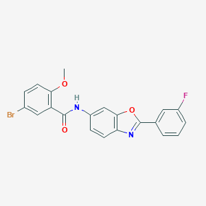 molecular formula C21H14BrFN2O3 B397918 5-bromo-N-[2-(3-fluorophenyl)-1,3-benzoxazol-6-yl]-2-methoxybenzamide 