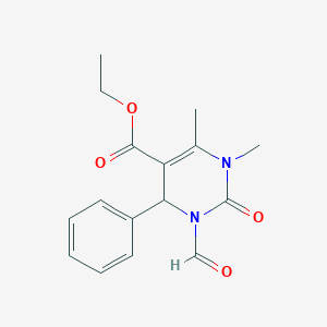 molecular formula C16H18N2O4 B397920 Ethyl 3-formyl-1,6-dimethyl-2-oxo-4-phenyl-1,2,3,4-tetrahydro-5-pyrimidinecarboxylate 