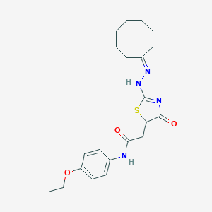 molecular formula C21H28N4O3S B397930 2-[2-(2-cyclooctylidenehydrazinyl)-4-oxo-1,3-thiazol-5-yl]-N-(4-ethoxyphenyl)acetamide 