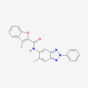 molecular formula C23H18N4O2 B397940 3-methyl-N-(6-methyl-2-phenyl-2H-1,2,3-benzotriazol-5-yl)-1-benzofuran-2-carboxamide 