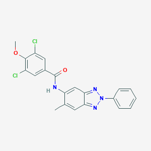 molecular formula C21H16Cl2N4O2 B397962 3,5-dichloro-4-methoxy-N-(6-methyl-2-phenyl-2H-benzotriazol-5-yl)benzamide 