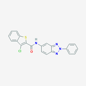 molecular formula C21H13ClN4OS B397967 3-chloro-N-(2-phenyl-2H-benzotriazol-5-yl)-1-benzothiophene-2-carboxamide 