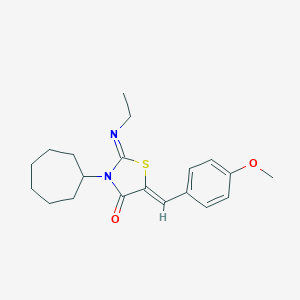 molecular formula C20H26N2O2S B397968 (5Z)-3-cycloheptyl-2-ethylimino-5-[(4-methoxyphenyl)methylidene]-1,3-thiazolidin-4-one 