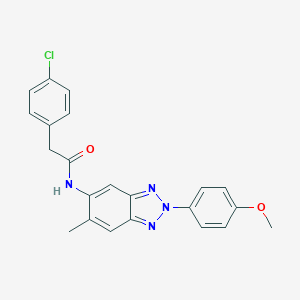 molecular formula C22H19ClN4O2 B397971 2-(4-chlorophenyl)-N-[2-(4-methoxyphenyl)-6-methyl-2H-1,2,3-benzotriazol-5-yl]acetamide 