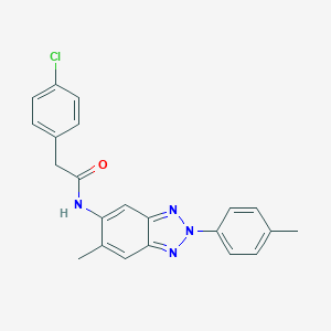 molecular formula C22H19ClN4O B397974 2-(4-chlorophenyl)-N-[6-methyl-2-(4-methylphenyl)-2H-1,2,3-benzotriazol-5-yl]acetamide 