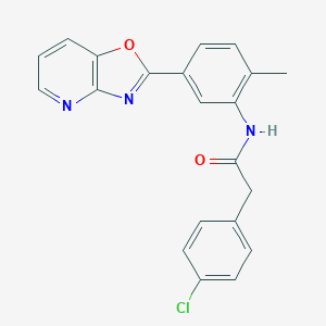 molecular formula C21H16ClN3O2 B397977 2-(4-chlorophenyl)-N-(2-methyl-5-[1,3]oxazolo[4,5-b]pyridin-2-ylphenyl)acetamide 