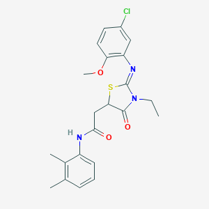 molecular formula C22H24ClN3O3S B397992 2-{2-[(5-chloro-2-methoxyphenyl)imino]-3-ethyl-4-oxo-1,3-thiazolidin-5-yl}-N-(2,3-dimethylphenyl)acetamide 