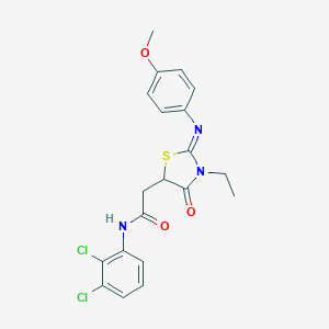 molecular formula C20H19Cl2N3O3S B397995 N-(2,3-dichlorophenyl)-2-{3-ethyl-2-[(4-methoxyphenyl)imino]-4-oxo-1,3-thiazolidin-5-yl}acetamide 
