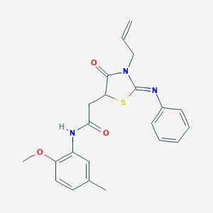 molecular formula C22H23N3O3S B397996 2-[3-allyl-4-oxo-2-(phenylimino)-1,3-thiazolidin-5-yl]-N-(2-methoxy-5-methylphenyl)acetamide 