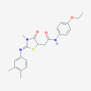 molecular formula C22H25N3O3S B398000 2-{2-[(3,4-dimethylphenyl)imino]-3-methyl-4-oxo-1,3-thiazolidin-5-yl}-N-(4-ethoxyphenyl)acetamide 