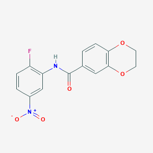 molecular formula C15H11FN2O5 B398007 N-(2-fluoro-5-nitrophenyl)-2,3-dihydro-1,4-benzodioxine-6-carboxamide 