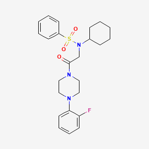 molecular formula C24H30FN3O3S B3980167 N-cyclohexyl-N-{2-[4-(2-fluorophenyl)-1-piperazinyl]-2-oxoethyl}benzenesulfonamide 